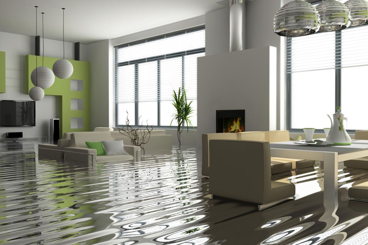 Home With Water All Over Floor From Burts Pipe